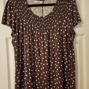Maurices Brown Polka Dot Blouse